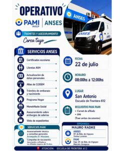 Operativo de ANSES y PAMI llegará a San Antonio con trámites y asesoramiento gratuito